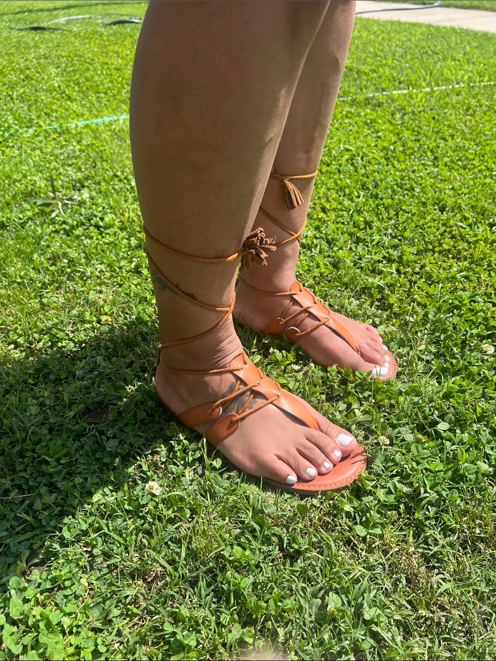 American Eagle Outfitters Tan Lace-Up Gladiator Sandals